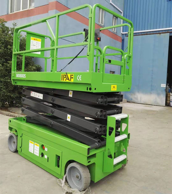 Electric Mobile Scissor Lift Self Propelled Aerial Work Platform 10m Green