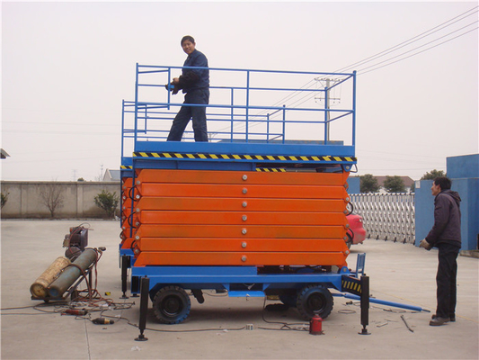 9m Height Mobile Scissor Lift Hydraulic Scissor Lift Platform Anti Skid Diamond Platform