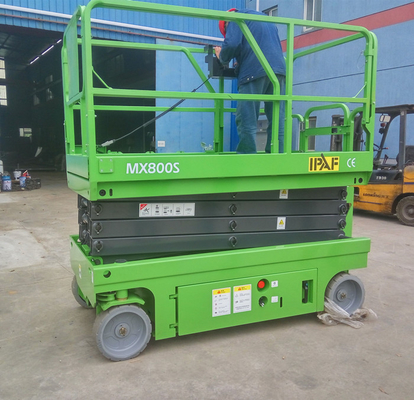 Electric Mobile Scissor Lift Self Propelled Aerial Work Platform 10m Green